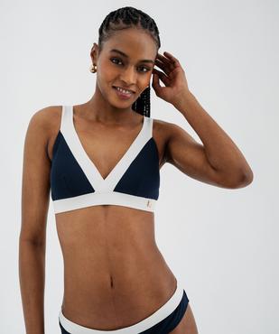 Haut de maillot de bain triangle bicolore femme - LuluCastagnette vue1 - LULUCASTAGNETTE - GEMO