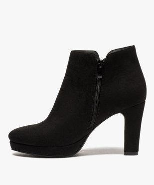 Low-boots femme à talon dessus en suédine unie vue3 - GEMO(URBAIN) - GEMO