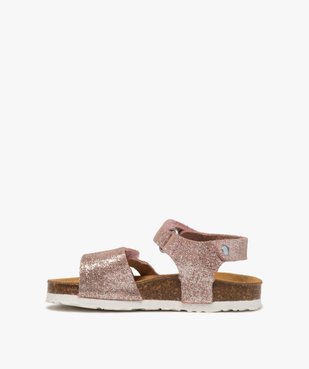 Sandales bébé fille à scratch et brides en cuir métallisées vue3 - GEMO(BEBE DEBT) - GEMO