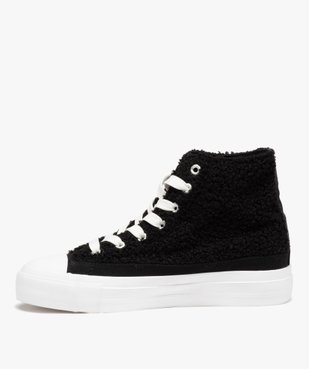 Baskets femme montantes en textile bouclé uni - Banana Moon vue3 - B&M BY BANANA M - GEMO