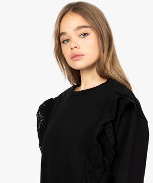 Sweat femme avec empiècements en dentelle sur l’avant vue2 - GEMO(FEMME PAP) - GEMO