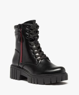 Bottines femme style rangers à lacets et semelle crantée vue3 - GEMO (CASUAL) - GEMO