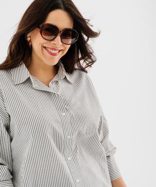Chemise rayée en maille gaufrée femme grande taille vue2 - GEMO (G TAILLE) - GEMO
