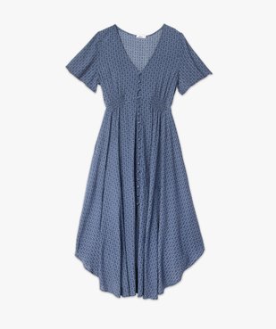 Robe femme longue imprimée à manches courtes vue4 - GEMO(FEMME PAP) - GEMO