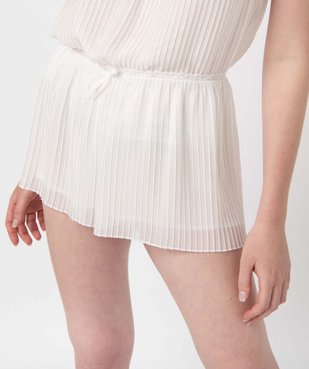 Short de pyjama femme plissé avec ceinture dentelle vue2 - GEMO(HOMWR FEM) - GEMO