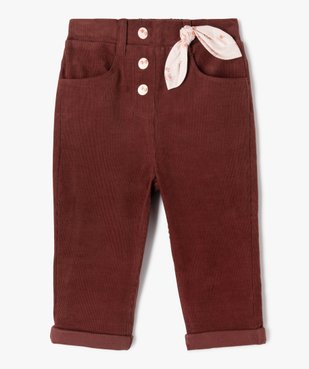 Pantalon en velours côtelé avec noeud à la taille bébé fille vue1 - GEMO(BEBE DEBT) - GEMO