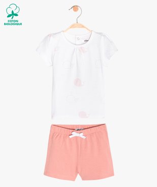 Pyjashort bébé fille 2 pièces motif baleines vue1 - GEMO C4G BEBE - GEMO