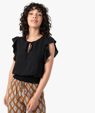 Blouse femme avec volants sur les épaules vue1 - GEMO(FEMME PAP) - GEMO