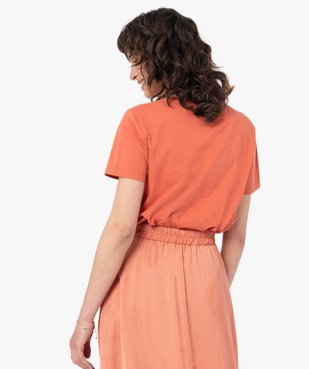 Tee-shirt femme à manches courtes avec inscription vue3 - GEMO(FEMME PAP) - GEMO