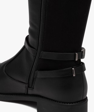 Bottes femme unies bi-matières avec brides fantaisie vue6 - GEMO (CASUAL) - GEMO