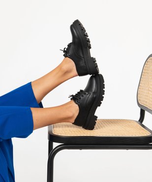 Derbies femme unis à semelle épaisse crantée et lacets ronds vue1 - GEMO (CASUAL) - GEMO