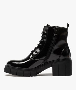 Bottines femme unis et vernis à lacets à semelle crantée vue3 - GEMO(URBAIN) - GEMO