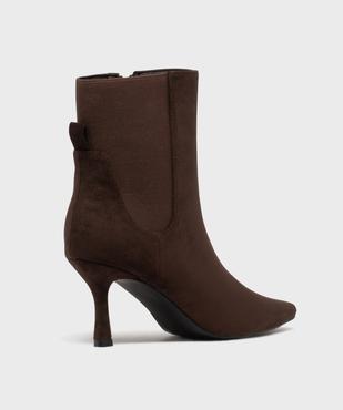 Boots fourrées à talon fin et tige en suédine femme vue4 - SANS MARQUE - GEMO