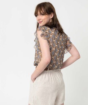 Blouse femme à manches courtes smockée dans le bas vue3 - GEMO(FEMME PAP) - GEMO