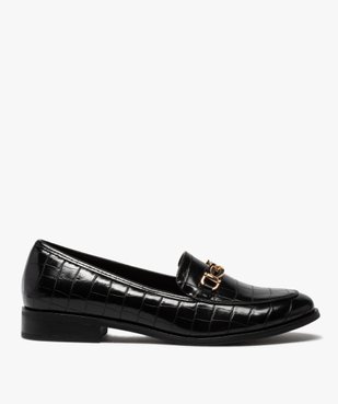 Mocassins femme à talon plat dessus uni imitation croco vue1 - GEMO (CASUAL) - GEMO