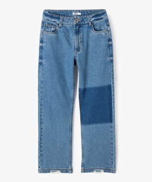 Jean fille regular à taille haute et détails foncés vue1 - GEMO (JUNIOR) - GEMO