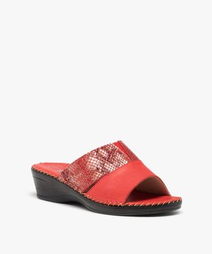 Mules femme confort compensées à brides en cuir vue2 - GEMO (CONFORT) - GEMO