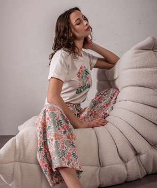 Pantalon de pyjama ample à motifs fleuris femme vue5 - GEMO 4G FEMME - GEMO