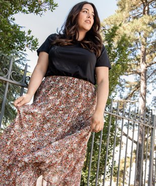 Jupe longue femme à motifs fleuris avec taille élastiquée vue6 - GEMO (G TAILLE) - GEMO