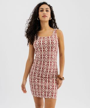 Robe courte à bretelles en jersey stretch imprimé femme vue2 - GEMO(FEMME PAP) - GEMO