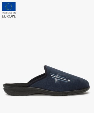 Chaussons homme mules confort en velours ras brodé vue1 - Nikesneakers(HOMWR HOM) - Nikesneakers