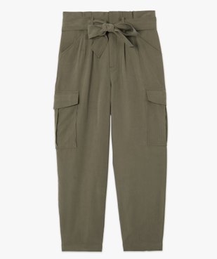 Pantalon femme en toile coupe large avec ceinture vue4 - GEMO(FEMME PAP) - GEMO