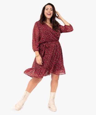 Robe femme imprimée avec col cache-cœur vue1 - GEMO (G TAILLE) - GEMO