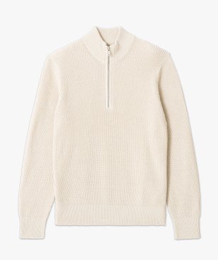 Pull en grosse maille côtelée col camionneur zippé homme vue4 - GEMO (HOMME) - GEMO