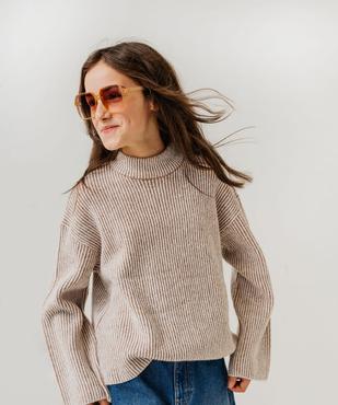 Pull loose en maille côtelée bicolore col cheminée fille vue5 - GEMO (JUNIOR) - GEMO