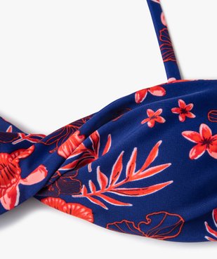 Haut de maillot de bain fille forme bandeau à motifs fleuris et bretelle amovible vue2 - GEMO (JUNIOR) - GEMO