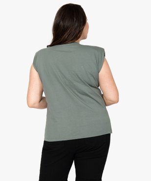 Tee-shirt femme grande taille à épaulettes avec message pailleté vue3 - GEMO (G TAILLE) - GEMO