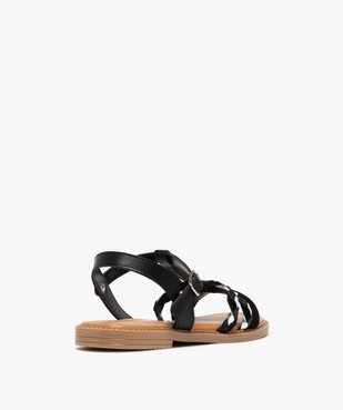 Sandales fille avec brides en cuir contrastantes détail métallisé - Taneo vue4 - TANEO - GEMO