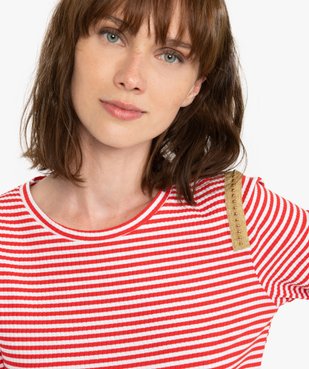 Tee-shirt femme rayé à manches longues en maille côtelée vue2 - Nikesneakers(FEMME PAP) - Nikesneakers
