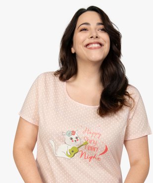 Chemise de nuit femme à manches courtes avec motif vue1 - GEMO(HOMWR FEM) - GEMO