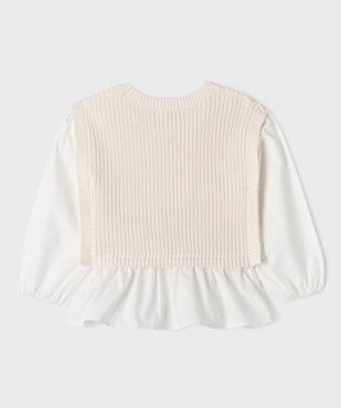 Pull avec manches et volants en coton effet 2 en 1 fille vue3 - GEMO (ENFANT) - GEMO