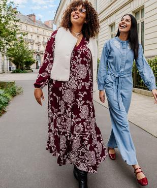 Robe longue à manches longues fluide fleurie femme grande taille vue4 - GEMO 4G GT - GEMO