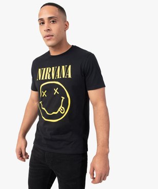 Tee-shirt homme à manches courtes imprimé smiley - Nirvana vue1 - NIRVANA - GEMO