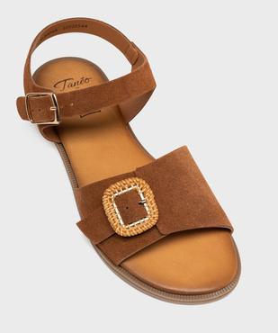 Sandales en cuir suédé à boucle fantaisie femme - Tanéo vue5 - TANEO - GEMO