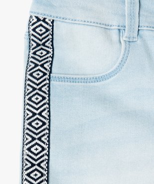 Short en jean fille avec rubans géométriques - LuluCastagnette vue3 - LULUCASTAGNETTE - GEMO