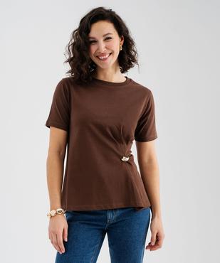 Tee-shirt manches courtes avec bijou sur l’avant femme vue1 - GEMO 4G FEMME - GEMO