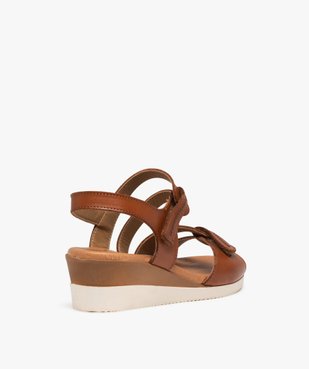 Sandales femme compensées à brides scratch en cuir vue4 - EMILIA ROSA - GEMO