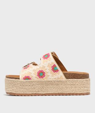 Mules à semelle plateforme en corde et brides en crochet femme vue4 - 5 MILES - GEMO