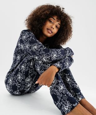 Pyjama deux pièces en viscose femme : chemise et pantalon vue1 - GEMO 4G FEMME - GEMO