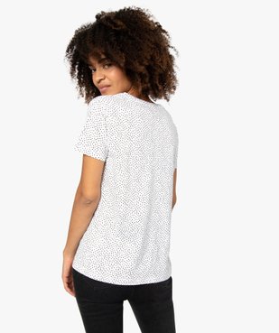 Tee-shirt femme col V à motifs vue3 - GEMO(FEMME PAP) - GEMO