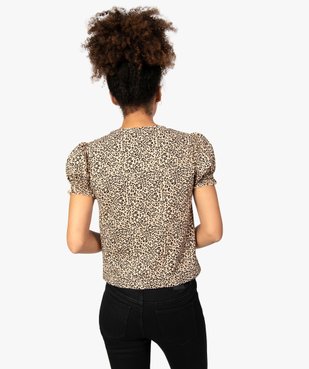 Tee-shirt femme imprimé à manches froncées vue3 - GEMO(FEMME PAP) - GEMO