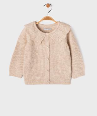 Gilet en maille fantaisie avec large col Claudine bébé fille - LuluCastagnette vue1 - LULUCASTAGNETTE - GEMO