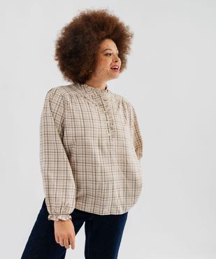 Blouse à carreaux finitions froncées femme grande taille vue1 - GEMO 4G GT - GEMO