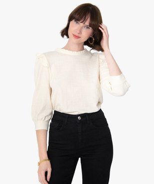 Tee-shirt femme à manches ¾ avec détails froncés vue5 - GEMO(FEMME PAP) - GEMO