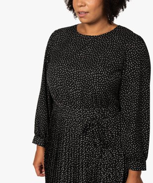 Robe femme courte plissée à manches longues vue2 - GEMO (G TAILLE) - GEMO
