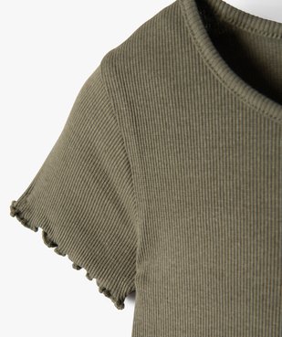 Tee-shirt fille en maille côtelée avec finitions froncées vue2 - GEMO C4G FILLE - GEMO